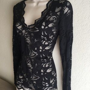 H&M Long Sleeve Black Lace Top